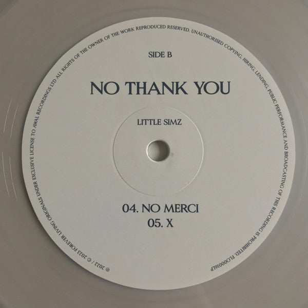 Little Simz "No Thank You) (Clear Vinyl)